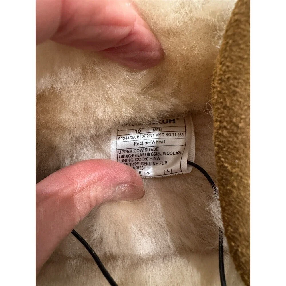 Staheekum Recline Men's Moccasin Slippers Beige Shearling Lined Size 10 - Picture 5 of 5